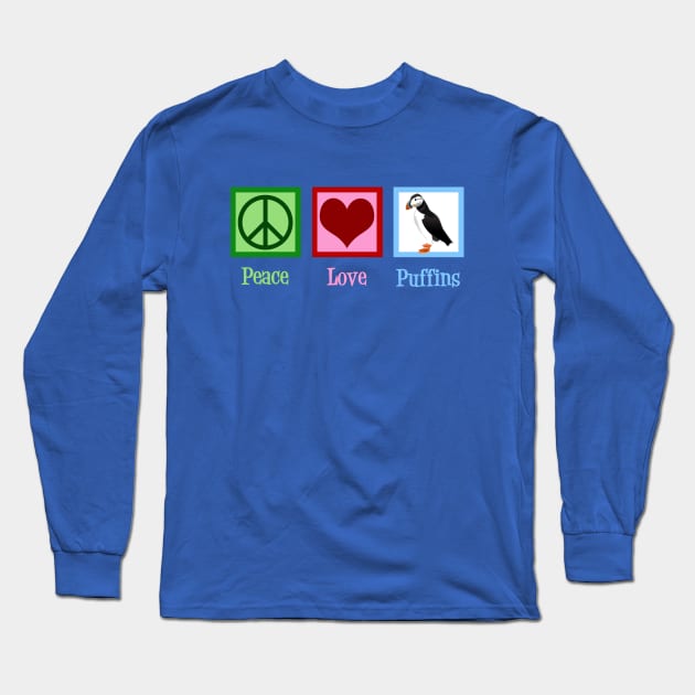 Peace Love Puffins Long Sleeve T-Shirt by epiclovedesigns